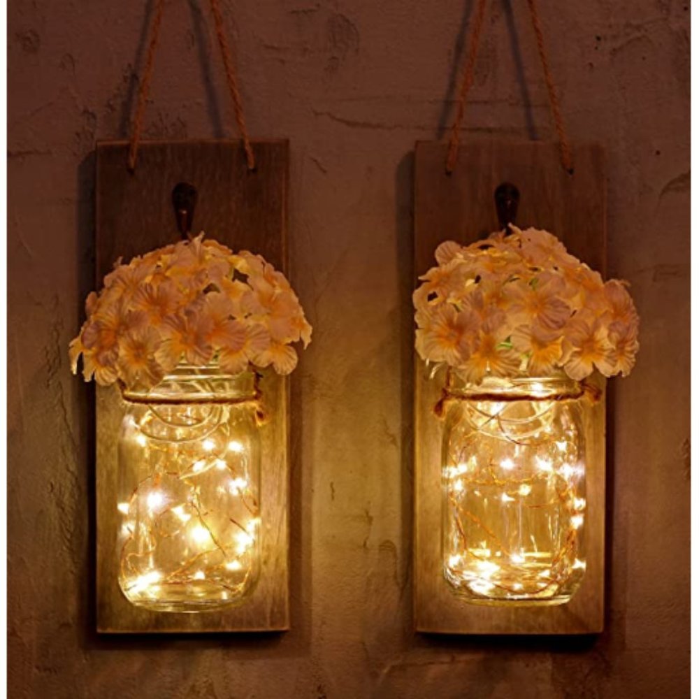 Rustic Mason Jar Wall Sconce (2 Pack)
